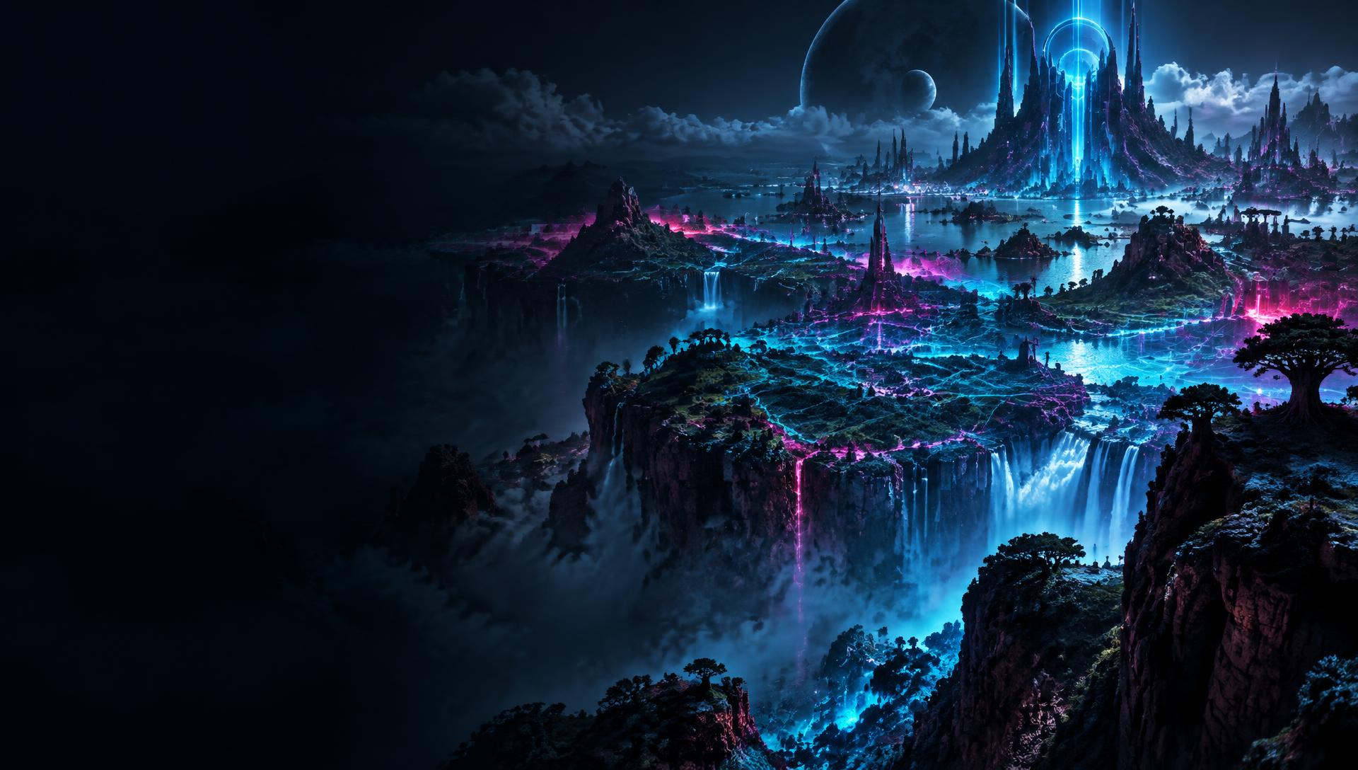 A luminous futuristic game world